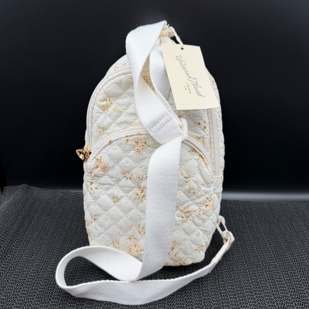 Universal Thread Quilted Floral Sling Backpack Off-White Peach Crossbody Bag